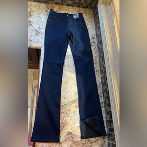 Express midrise flare, skyscraper jeans with a cute split at the ankles